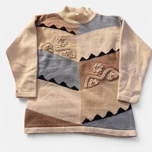 Alkincci Collection Women’s Geometric Knit Pullover Sweater Mock Neck